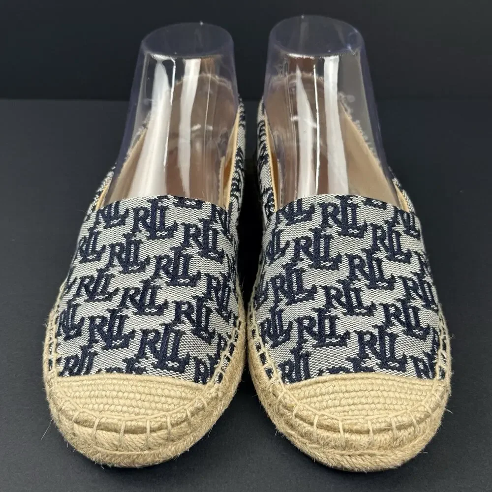 Lauren Ralph Lauren Cameryn II Espadrille Size 7.5 Monogram Jacquard Shoes